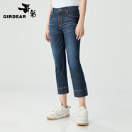 哥弟（GIRDEAR）女裝百搭棉質(zhì)親膚九分直筒休閑牛仔褲女1100499 深藍(lán) XL (5碼)