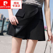 皮爾卡丹（pierre cardin）2025女秋冬款通勤韓版不規則高腰顯瘦闊腿短褲ins設計感西裝褲裙 黑色 XL