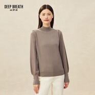 深呼吸DEEP BREATH女裝泡泡袖金屬扣可機洗純羊毛針織衫毛衣女A301131 巖石灰 S (2碼)