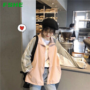 FSHE春秋薄外套女潮ins夏季衣新款韓版寬松BF學生百搭原宿棒球服 024粉色 S 100斤以下