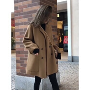 MODX香港潮牌西裝毛呢外套女2024秋冬裝新款大碼歐貨設計感中長(cháng)款呢子 駝色 【實(shí)物偏卡其色】 XL (建議120-140斤)