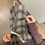7家優(yōu)品休閑褲男春季格子毛呢加絨新款美式褲子潮牌寬松直筒闊腿長(zhǎng)褲 GCFS-G848米粽色 L