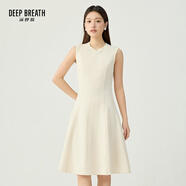 深呼吸DEEP BREATH女裝圓領(lǐng)無(wú)袖收腰氣質(zhì)小黑裙修身連衣裙A500427 米白 L (4碼)