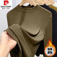 皮爾卡丹（pierre cardin）23年新款莫代爾春秋冬季長(cháng)袖T恤打底衫女內搭修身半高領(lǐng)百搭面膜T 摩卡【加厚磨毛】 XL碼【120-140斤】