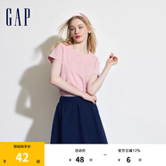 Gap女裝夏季純棉鏤空字母印花logo短袖T恤寬松上衣546498 粉色 160/80A(S)亞洲尺碼