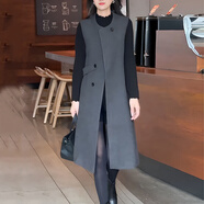 溫彌背心冬季連衣裙寬松款毛呢子女士春秋2024年新款媽媽無袖氣質打底 灰色《別致漂亮女神范今年流行氣 M (100斤以下)
