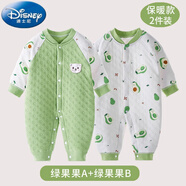 迪士尼（Disney）嬰兒連體衣秋冬季薄棉套裝寶寶夾棉保暖哈衣加厚新生兒棉質衣服 綠果果A+綠果果B 59 體重建議 7-9斤