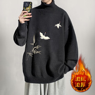 主意范（ZHUYIFAN）8XL胖子280斤大碼高領毛衣男秋冬加絨加肥加大碼打底針織衫外穿潮 GM45394黑色加絨 4XL 180-200斤