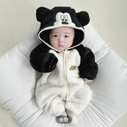 迪士尼嬰兒連體衣冬季加厚毛怪棉服寶寶衣服小怪獸冬裝可愛(ài)超萌外出抱衣 米奇 73cm 73
