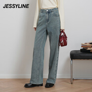Jessy line冬季專(zhuān)柜款 杰茜萊藍色直筒牛仔長(cháng)褲女 440B10232 牛仔蘭 M