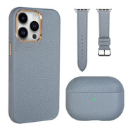 適用于蘋(píng)果磁吸iphone15手機殼外殼保護套蘋(píng)果14外殼個(gè)性真皮 藍色 定制手機殼(強磁吸)