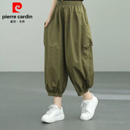 皮爾卡丹純棉九分褲束腳寬松大i碼女裝顯瘦哈倫褲潮2025夏季新款高腰燈籠 綠色 M 【建議80-100斤】