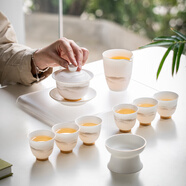 尚置羊脂玉瓷茶具套裝高檔蓋碗茶杯家用辦公室會(huì )客功夫泡茶器伴手禮 描金圓融蓋碗【順豐發(fā)貨】定制、代寫(xiě)賀卡 6人飲 10件 無(wú)規格