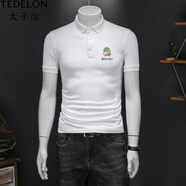 太子龍（TEDELON）歐美風(fēng)男裝夏短袖polo.衫棉質(zhì)帶領(lǐng)休閑潮流中青年休閑男上衣打底 白色 M