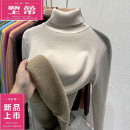皮爾卡丹（pierre cardin）羊.毛衫女2025新款水加絨加厚高領(lǐng)毛衣秋冬保暖一體絨內(nèi)搭洋氣 燕麥色 【加絨加厚水】 L 建議105-120斤