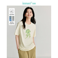 茵曼（INMAN）涼感索羅納T恤2024夏季女裝新款毛絨趣味圖案短袖百搭上衣 淺杏色 S