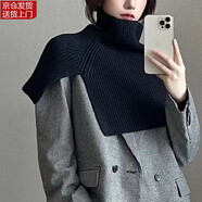茵向披肩女秋冬季外搭保暖套頭圍脖高領(lǐng)針織搭肩韓版洋氣開叉圍巾斗篷