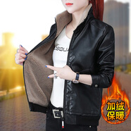 NY-EMMA皮衣女短外套女秋冬女裝毛領(lǐng)女士皮毛一體夾克冬裝上衣潮 996黑色(加絨款) XL(建議110-125斤)