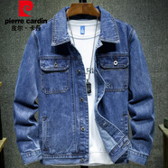 皮爾卡丹（pierre cardin）夾克男春季百搭刺繡翻領(lǐng)休閑牛仔外套牛仔衣EPBLY6017深藍(lán)2XL
