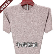 鄂爾多斯市產(chǎn)秋冬短袖羊絨衫男士中年圓領(lǐng)薄款爸爸半袖針織T.恤衫 羊絨短袖-駝色 165/80A 建議95-120斤