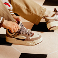 安踏（ANTA）凹凸面包鞋春秋冬季新款男潮流休閑鞋滑板鞋運動(dòng)百搭鞋子 【男款】白/深灰棕/干玫瑰紫-1 40