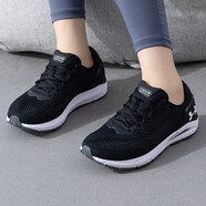 安德瑪（Under Armour）跑步鞋女 時(shí)尚簡(jiǎn)約舒適輕便透氣低幫休閑運動(dòng)鞋 黑白 36.5