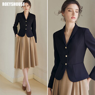 ROEYSHOUSE羅衣OL西服小外套女新款職業(yè)黑色修身西裝07455 黑色 S