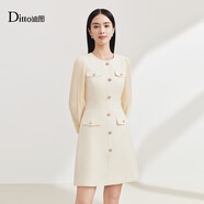 迪圖迪圖工裝風(fēng)連衣裙女2024春季新款優(yōu)雅職場(chǎng)氣質(zhì)遮肉顯瘦長(cháng)袖中裙子 杏色 S
