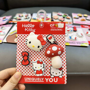 洞洞鞋配飾鞋花鞋扣 卡洛馳智必星代購趣味卡通DIY裝飾鞋花 專(zhuān)柜款式-蘑菇紅色貓 五件