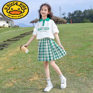G.DUCKKIDS女童衣服夏裝小學(xué)生套裝夏天中大童女裝3-15歲女孩子夏季網(wǎng)紅套裙 綠色 套裝 150