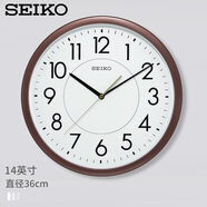 SEIKO精工時(shí)鐘家用免打孔掛墻鐘表14英寸36cm簡(jiǎn)約智慧夜光客廳臥室掛鐘