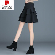 皮爾卡丹（pierre cardin）短裙秋冬季女2025新款黑色百褶裙荷葉邊半裙短款傘裙子a字半身裙 9652黑色 聚酯(春秋) L 100-110斤
