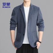 羅蒙（ROMON）羊毛呢西服男士春秋季商務(wù)休閑單西裝大衣保暖外套男XF87灰色XL