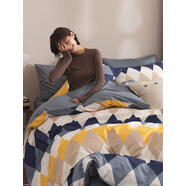 定制床上四件套純棉全棉100簡(jiǎn)約風(fēng)床品套件被套床單床笠款4 全棉印花-簡(jiǎn)格 ***需要床笠款請從下方尺寸拍***