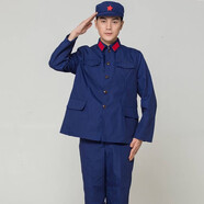 際華備旭的確良65老式懷舊軍綠服演出服聚會(huì)軍綠裝套裝空款男女退役軍民國(guó) 深藍(lán)款【含帽+腰帶+領(lǐng)章】 3號(hào)(建議高163-168體重90-130)