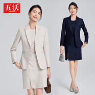 五沃高級感職業(yè)連衣裙時尚氣質(zhì)搭西裝外套顯瘦女神開叉裙氣質(zhì)工作服 灰色西裝+連衣裙 XL
