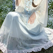 森女部落漢元素漸變夢(mèng)幻雪紡半身裙夏原創(chuàng  ) 藍色半裙（單件） S