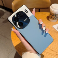 羽唐 vivo iQOO12Pro手機殼高檔商務男女愛酷12保護套鏡頭全包iqoo12簡約拼色殼超薄 大漠淺藍【精孔鏡頭】 vivo iQOO12Pro