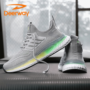 德爾惠（DEERWAY）老爹鞋男鞋2025夏季鞋子男士休閑鞋透氣網(wǎng)面運動跑步鞋 灰色 44