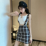 筱艷夏季時(shí)尚設(shè)計(jì)感氣質(zhì)吊帶背心套裝+高腰顯瘦背帶包臀裙子女套裝 套裝 S