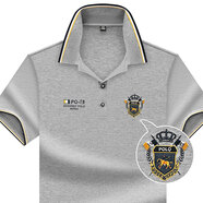 AU. ASPOLO保羅衫短袖t恤男夏季絲光棉翻領(lǐng)刺繡T恤衫男裝商務(wù)休閑半袖體恤衫 灰色 XL