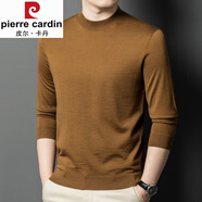皮爾卡丹（pierre cardin）2024新款100%精紡80支純羊毛衫男士半高領(lǐng)長(zhǎng)袖薄款毛衣絨衫 半高 領(lǐng)栗棕klf23-ZZ2361款）48 M適合90-120斤