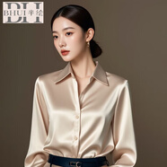 半繪2025秋季新款高級感職業(yè)緞面紫色襯衫女長袖正裝時尚通勤氣質(zhì)襯衣 香檳色 M 95-105斤