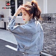 AEMAPE外套女2025年春秋冬季新款牛仔短外套女裝寬松夾克韓版時(shí)尚上衣 003釘珠款 M