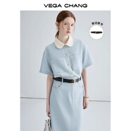 VEGA CHANG法式茶歇連衣裙女2025夏季新款高級感氣質(zhì)小個子顯瘦赫本風(fēng)長裙子 baby藍（長款升級版） L