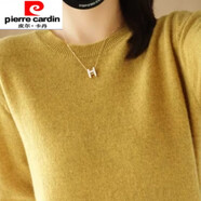 皮爾卡丹毛衫女圓領(lǐng)毛針織衫女冬季新款短款低領(lǐng)寬松長袖毛衣女打底衫 芥末黃 L 110-125斤