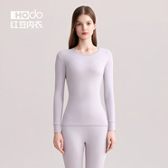 紅豆（Hodo）女士純棉秋衣秋褲女棉毛衫秋冬季全棉打底保暖內衣套裝 藕紫-圓領(lǐng) M (160)
