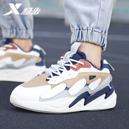 特步（XTEP）男鞋運動(dòng)鞋子男秋冬季休閑老爹鞋增高厚底板鞋男士跑步鞋 0106白灰蘭 40