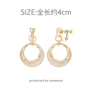 osewaya耳夾無耳洞女復(fù)古耳釘圈圈耳環(huán)氣質(zhì)綠色耳墜簡(jiǎn)約時(shí)尚圓環(huán)耳飾 白色耳夾