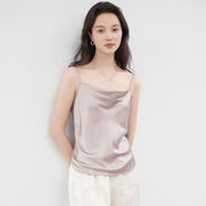 思諾芙德真絲吊帶女25夏新款氣質(zhì)桑蠶絲緞面感內(nèi)搭細(xì)肩帶背心 霧紫色 S